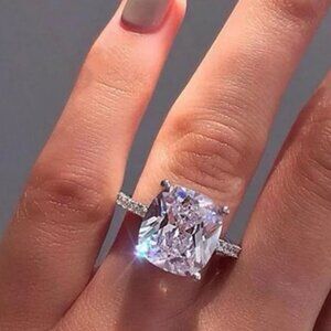 Sterling Silver & Cubic Zirconia Crystal Princess Cut Ring